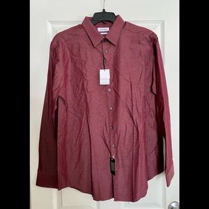 NWT Men’s Calvin Klein Long Sleeve Button Down Shirt Slim Fit Size XL 17” 34/35